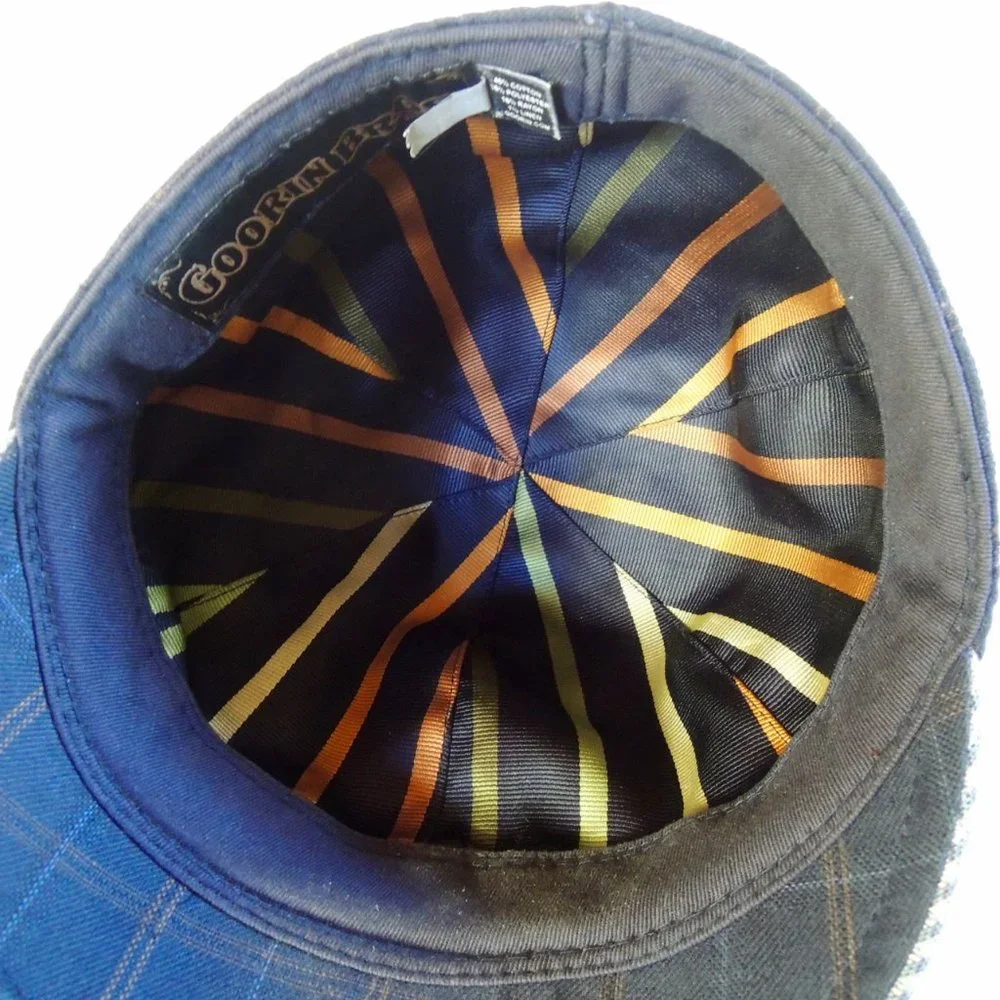 Goorin Bros Blue & White Plaid Newsboy Hat S